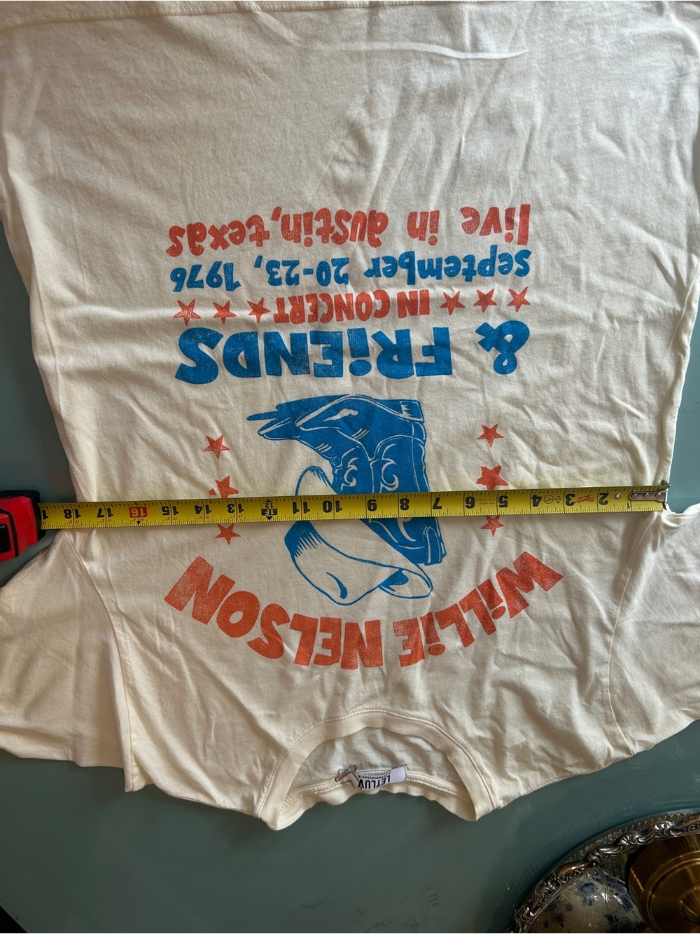 Willie Nelson & Friends Graphic Tee - Cream with Red & Blue - Picture 4 of 4